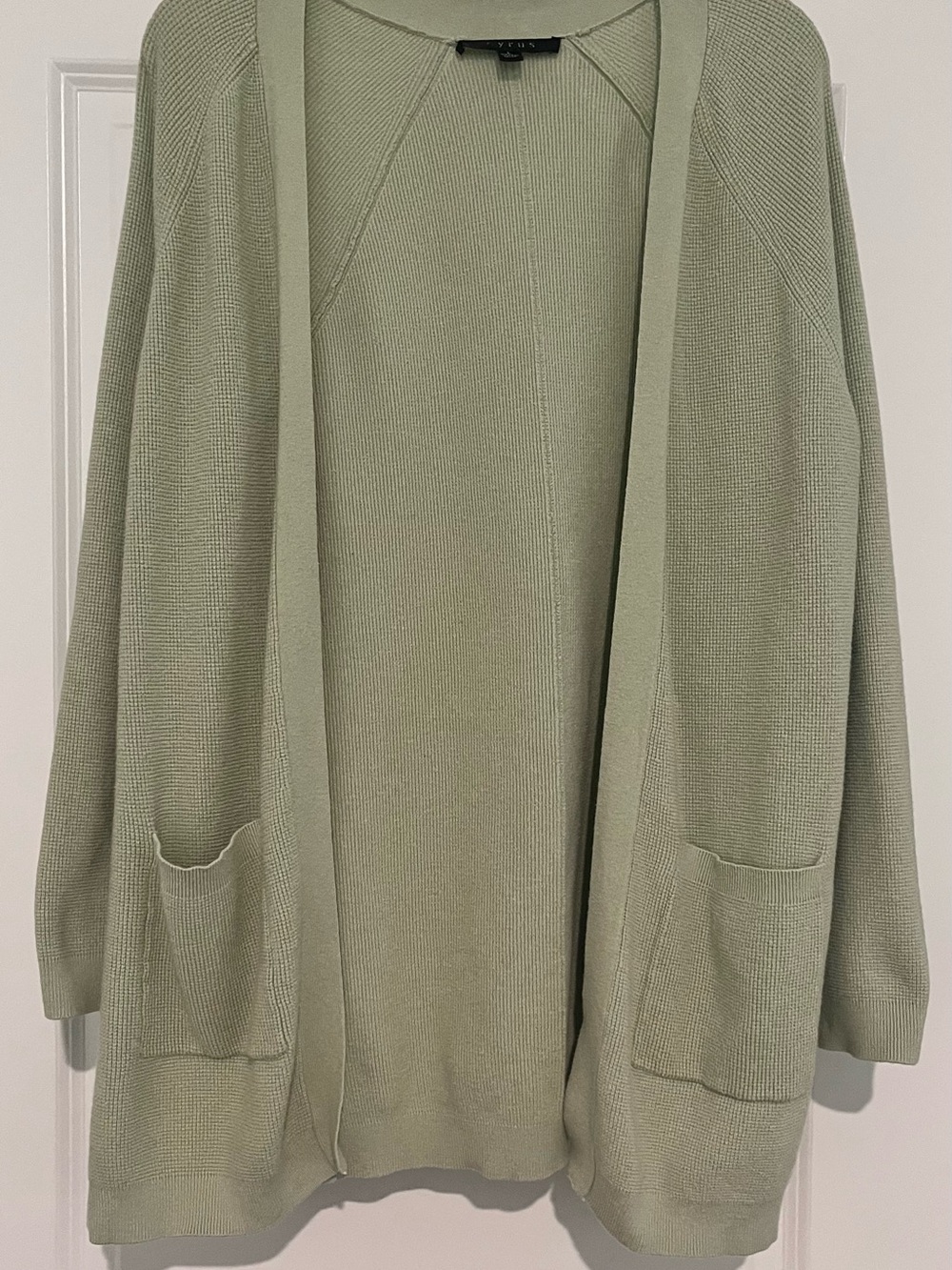 Cyrus Light Sage Open Front Cardigan with Pockets